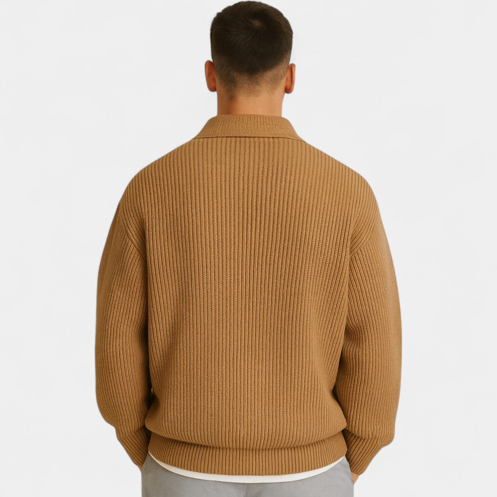Pull homme maille zip col revers