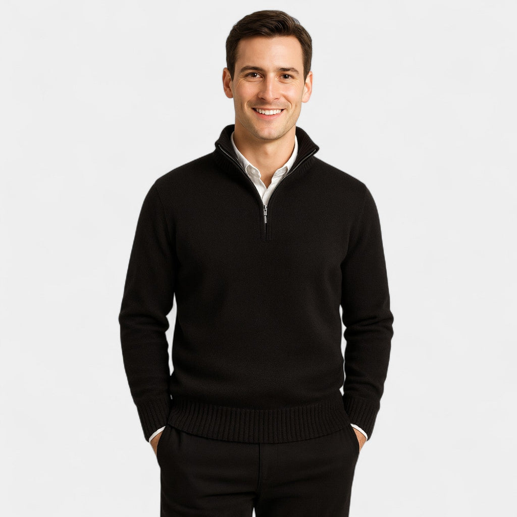 Pull homme quart zip maille