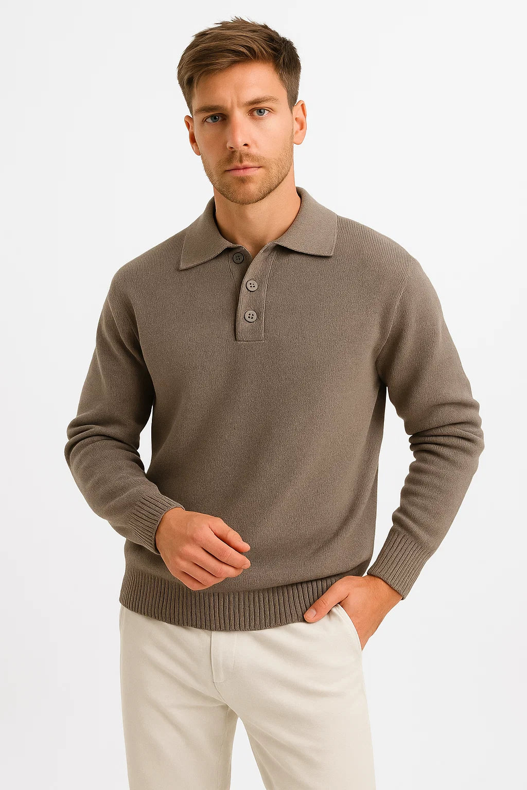 Pull polo tricot classique pour homme