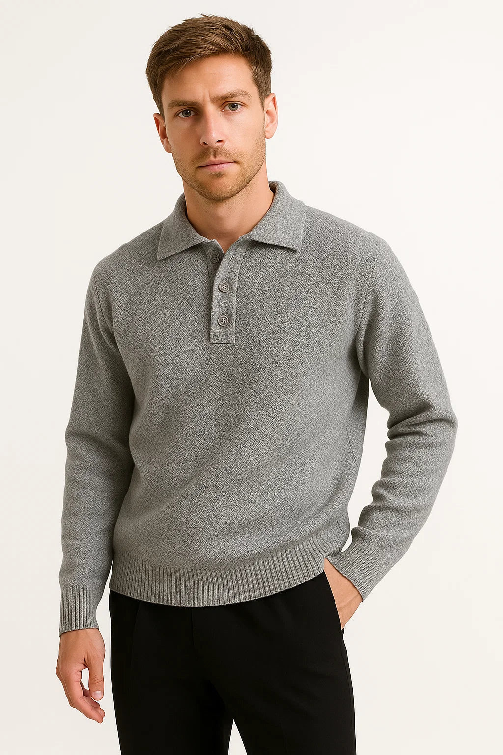 Pull polo tricot classique pour homme