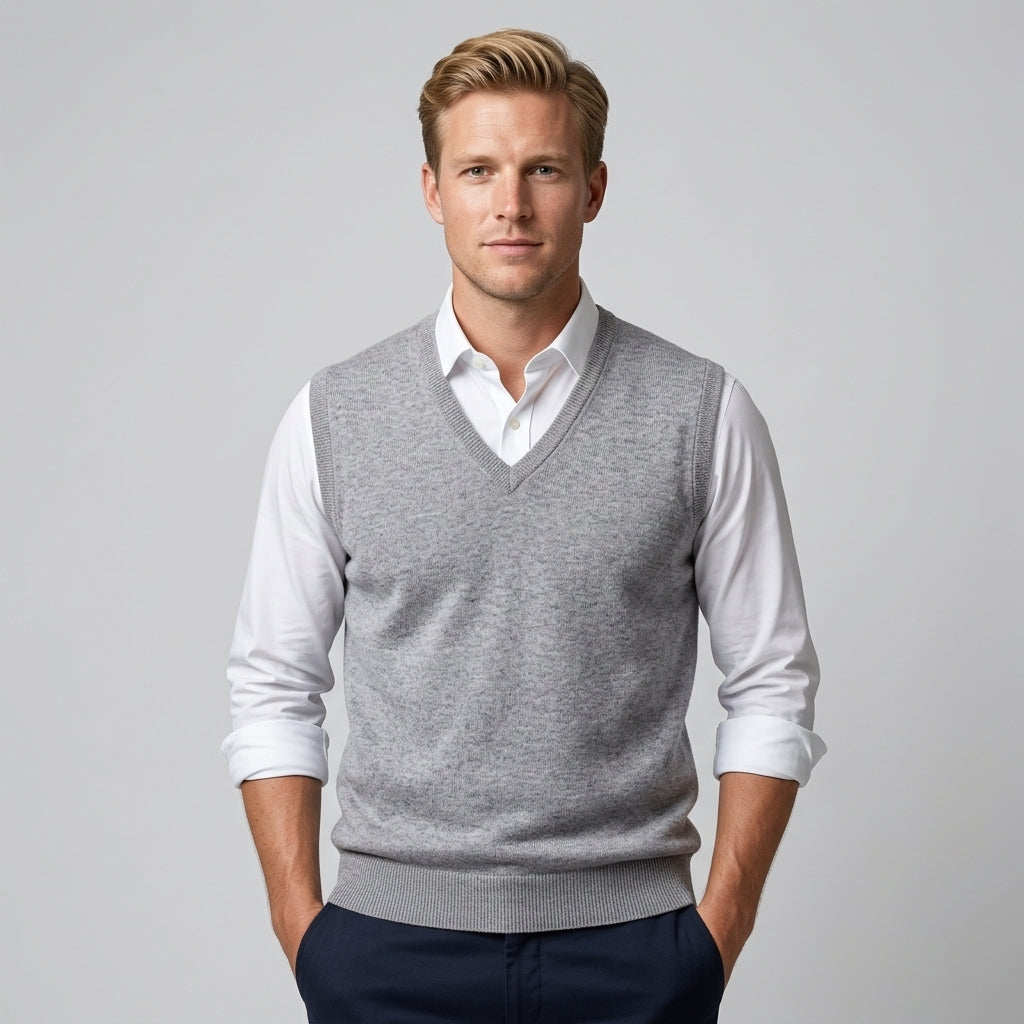 Pull sans manches à col v pour hommes