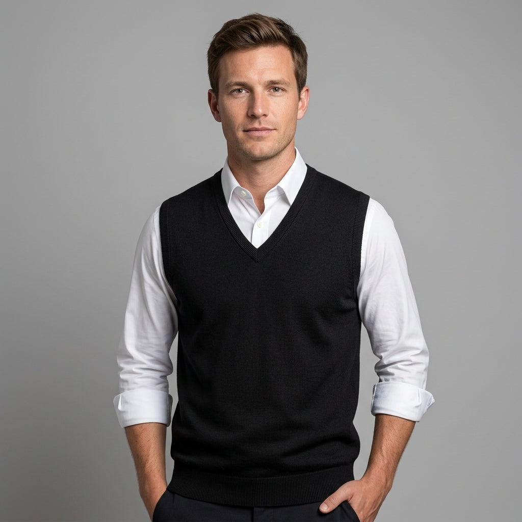 Pull sans manches à col v pour hommes