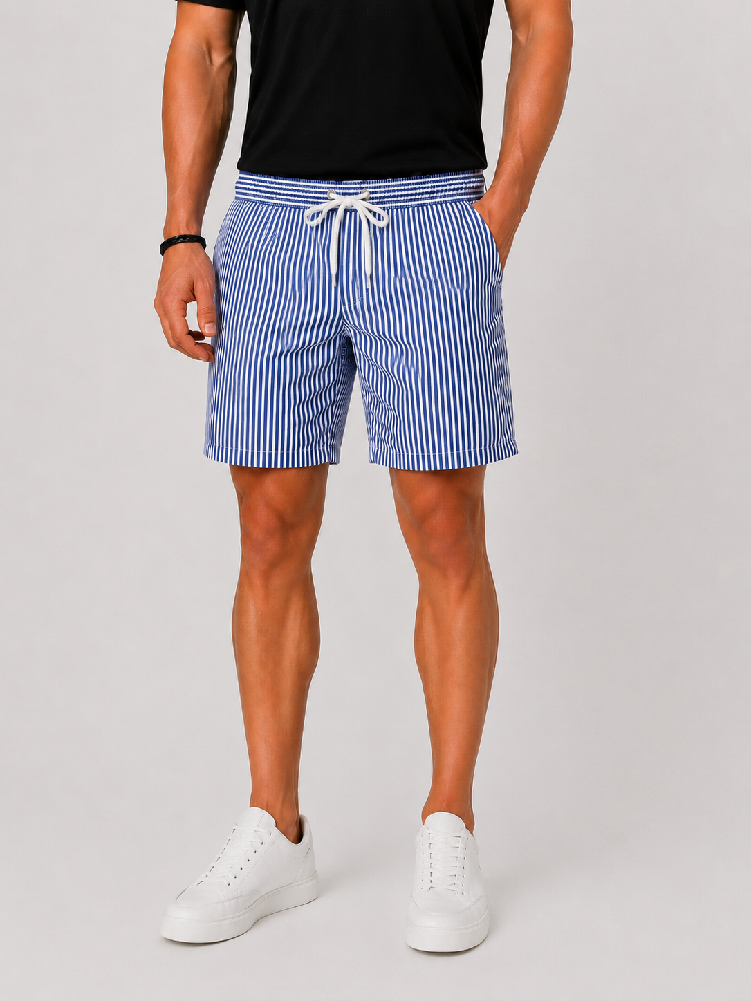 Short de bain rayé homme