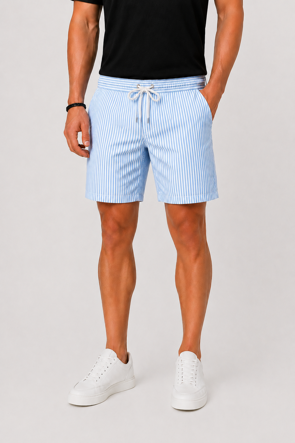 Short de bain rayé homme