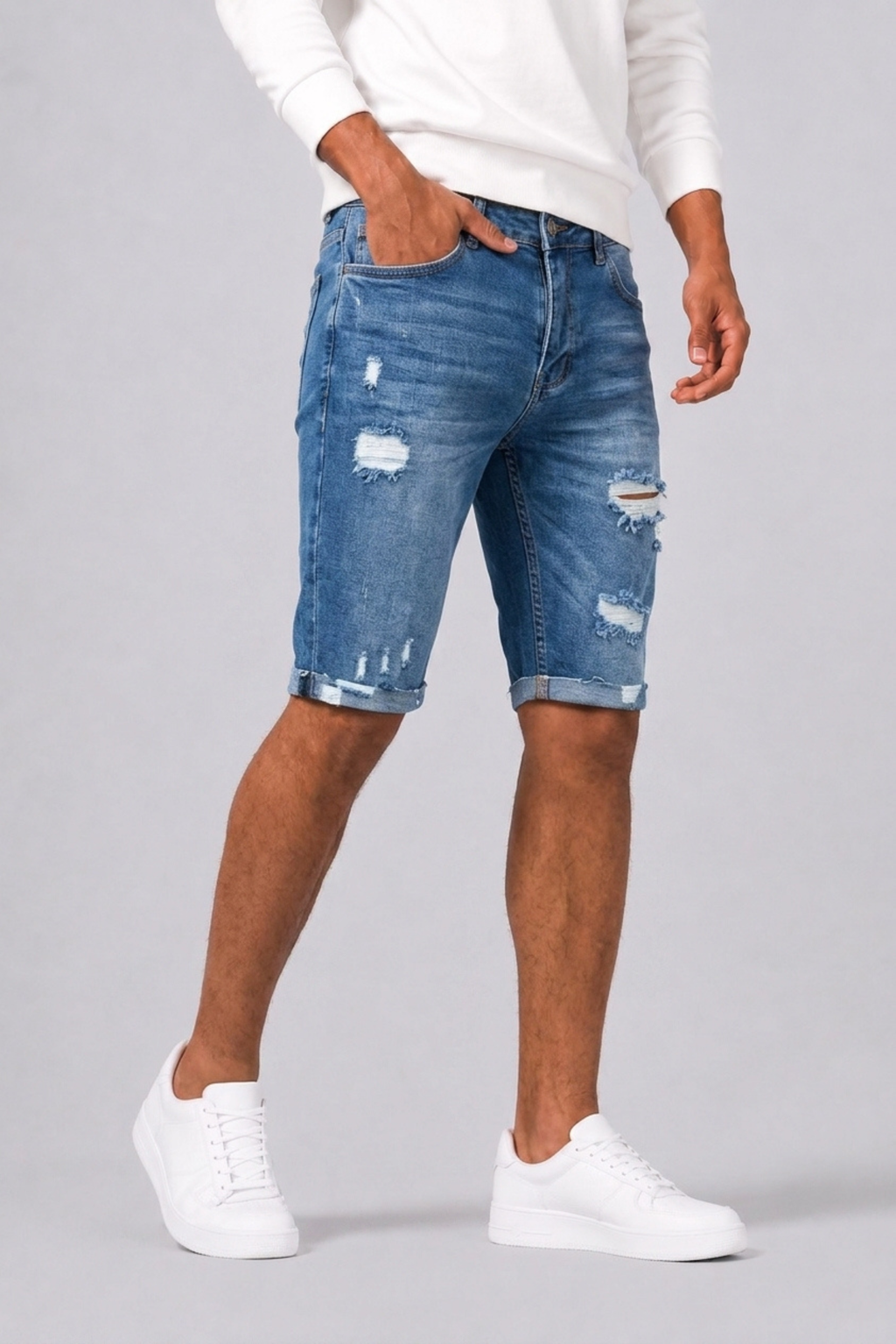 Short denim slim pour hommes