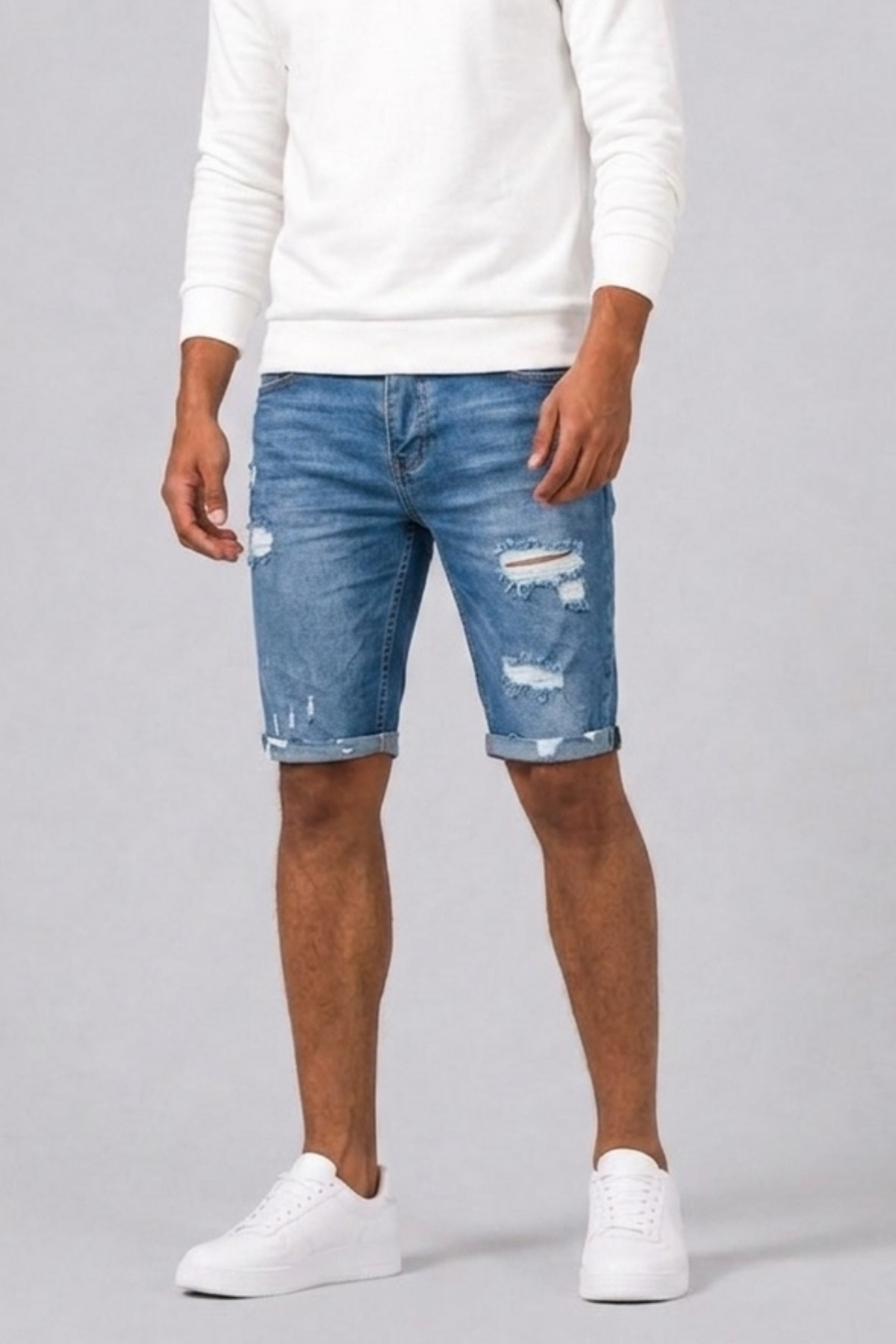 Short denim slim pour hommes