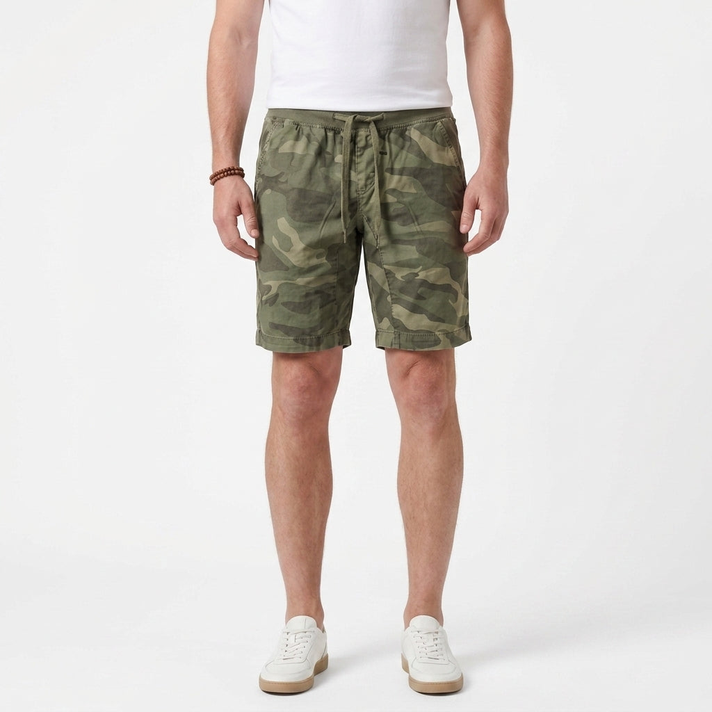 Short jogger à cordon de serrage en coton pour hommes