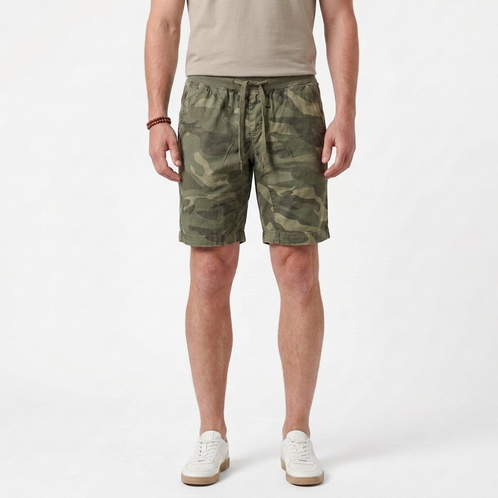 Short jogger à cordon de serrage en coton pour hommes