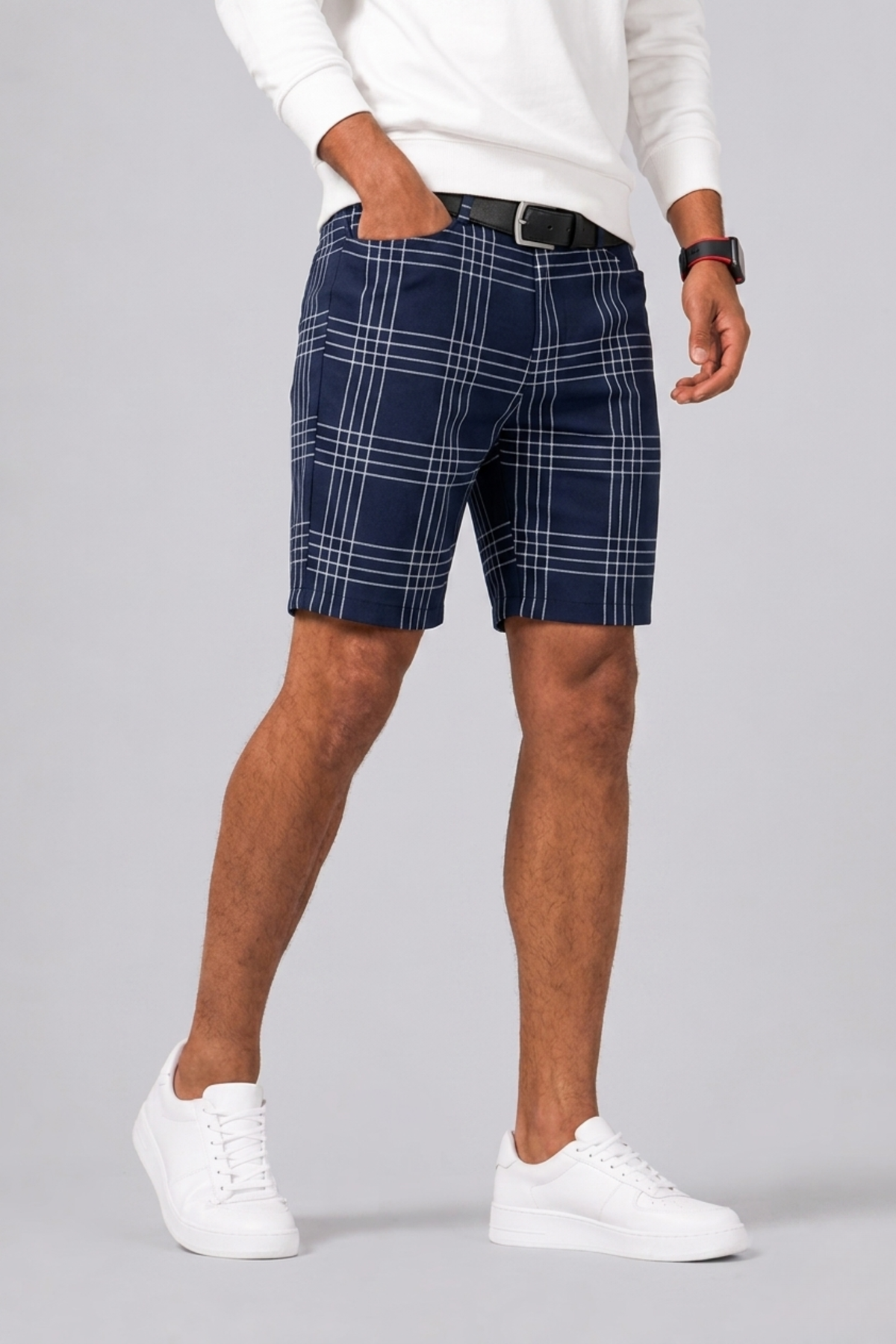 Short slim fit à carreaux pour hommes