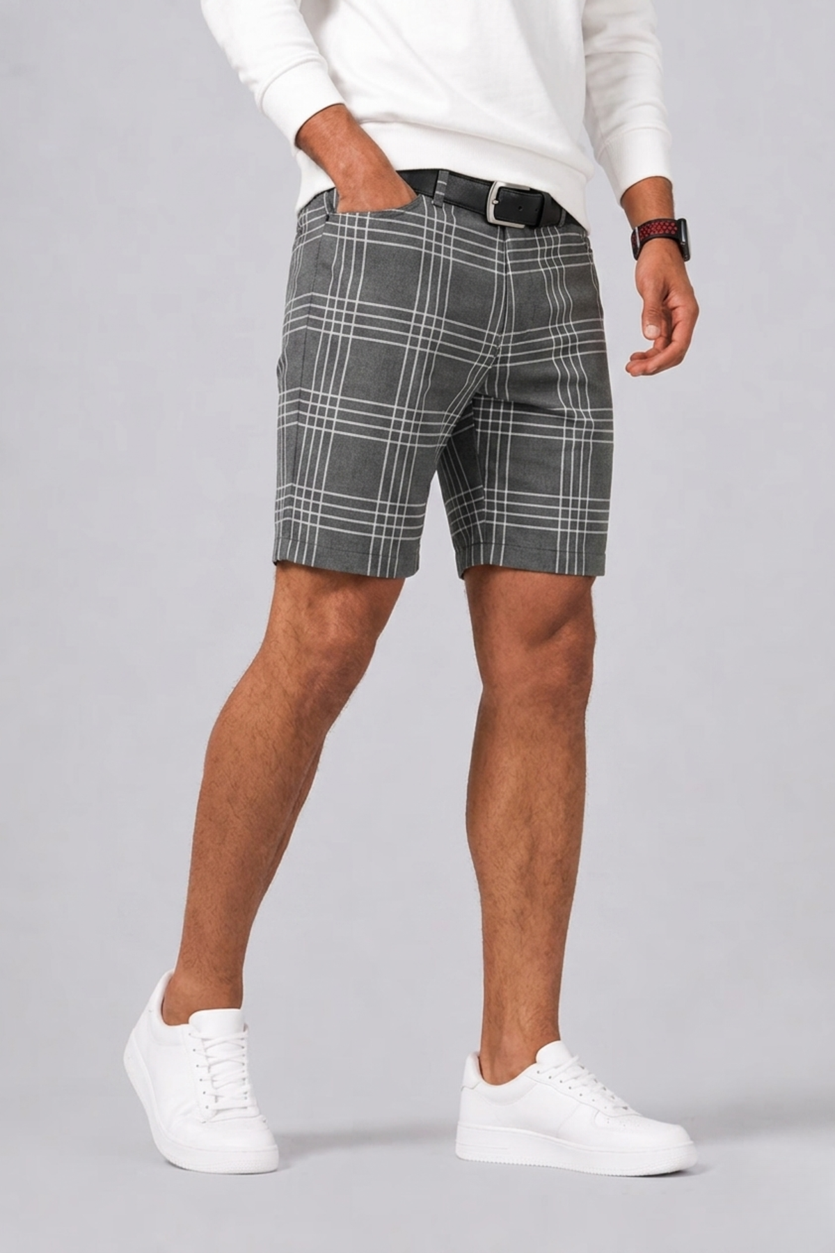 Short slim fit à carreaux pour hommes