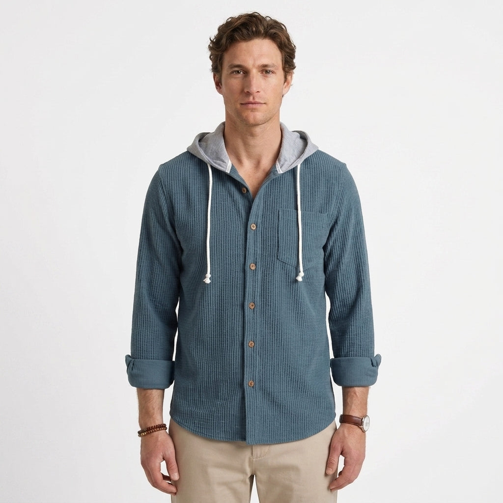 Surchemise à capuche en maille gaufrée pour hommes