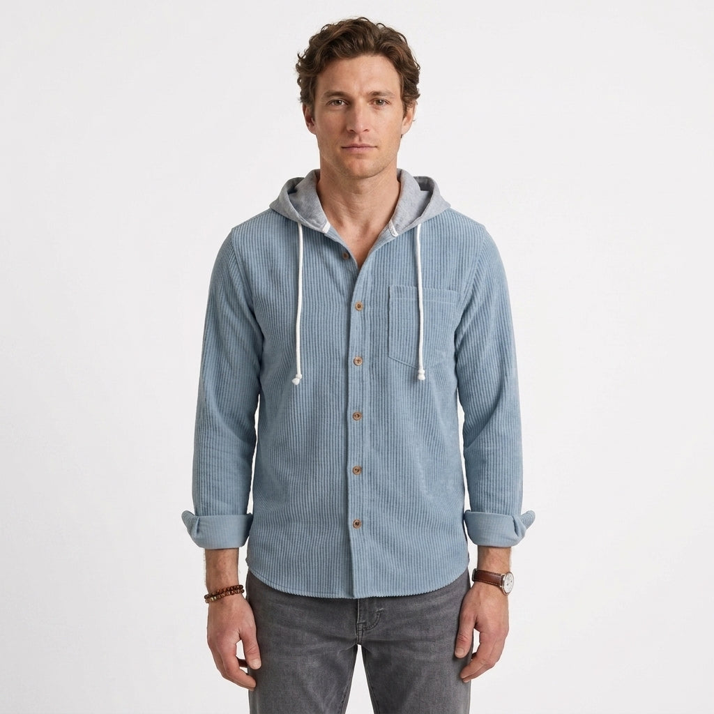 Surchemise à capuche en maille gaufrée pour hommes