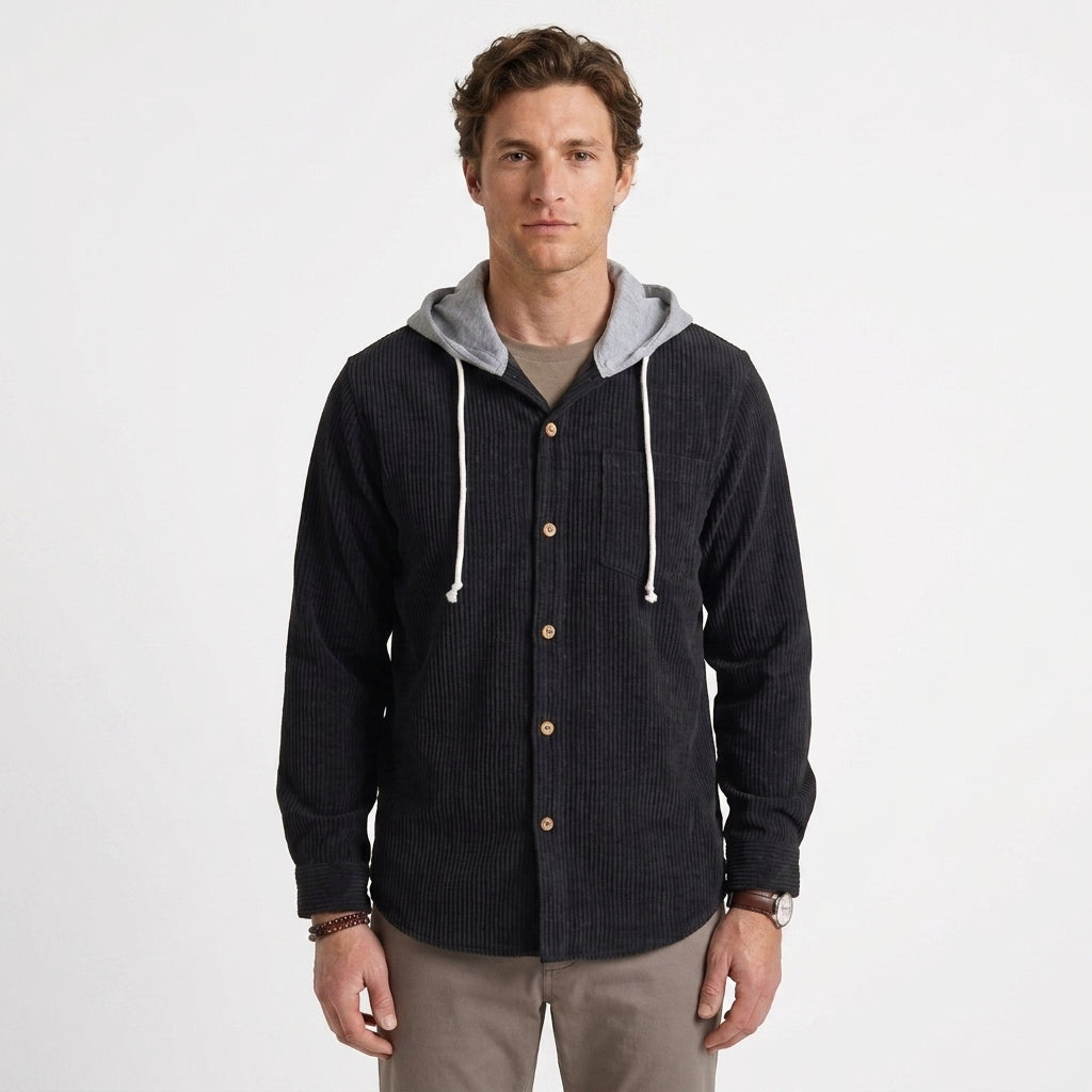 Surchemise à capuche en maille gaufrée pour hommes