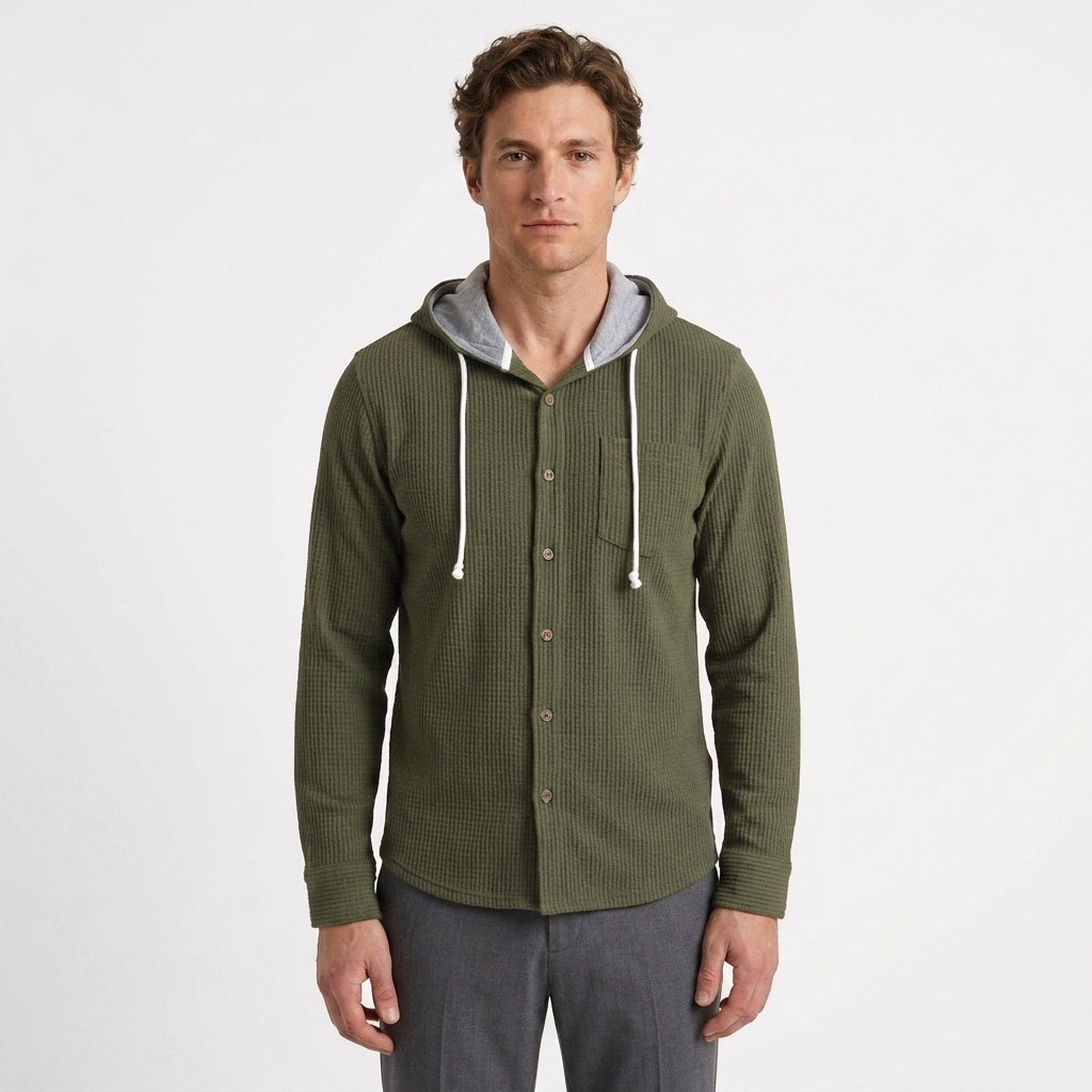 Surchemise à capuche en maille gaufrée pour hommes
