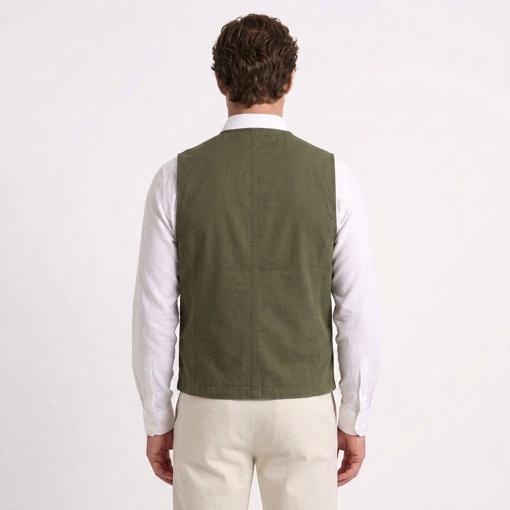 Surchemise utilitaire boutonnée en coton pour hommes