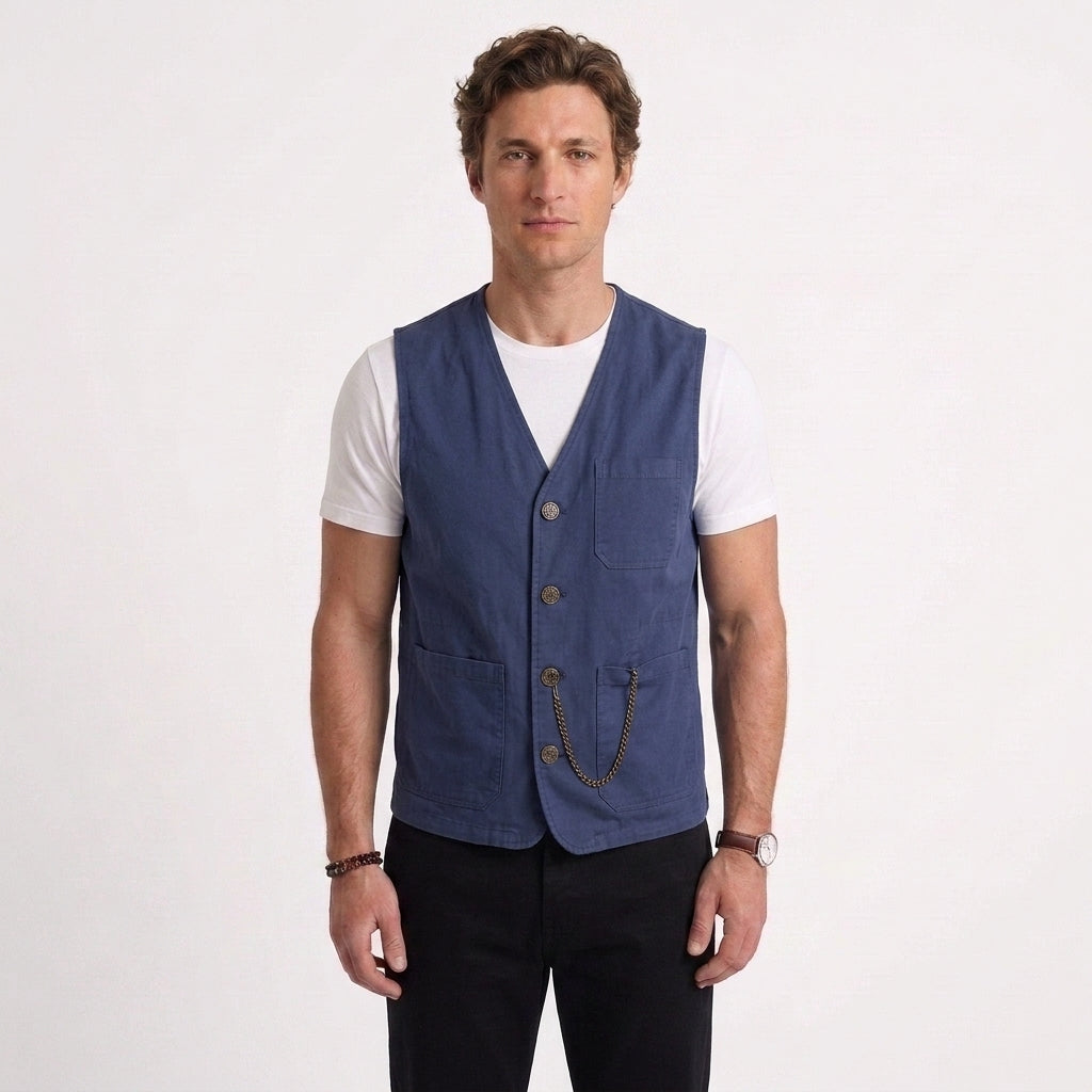 Surchemise utilitaire boutonnée en coton pour hommes