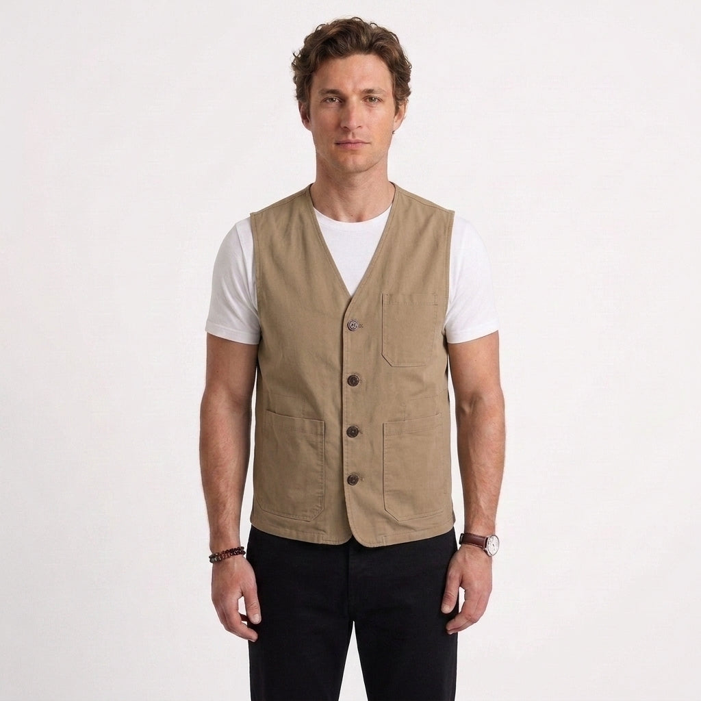Surchemise utilitaire boutonnée en coton pour hommes