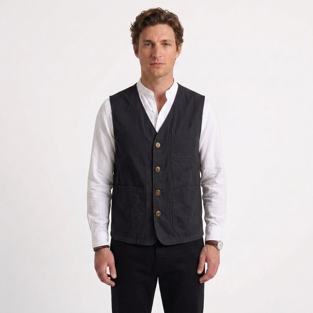 Surchemise utilitaire boutonnée en coton pour hommes