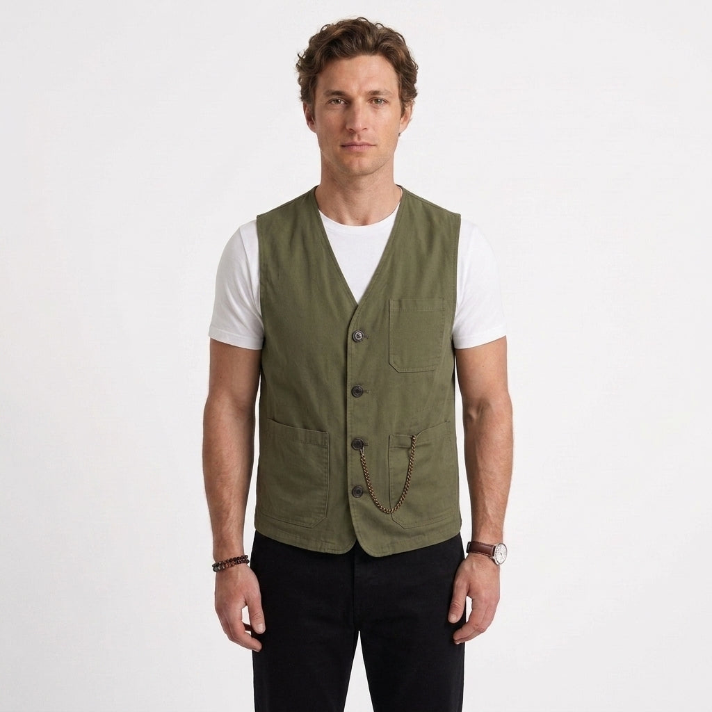 Surchemise utilitaire boutonnée en coton pour hommes