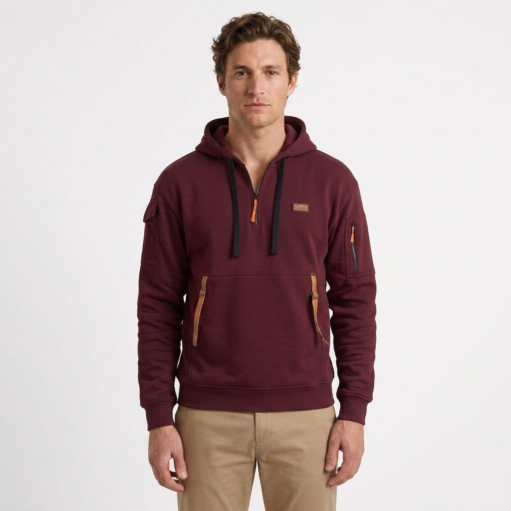 Sweat à capuche demi-zip pour hommes