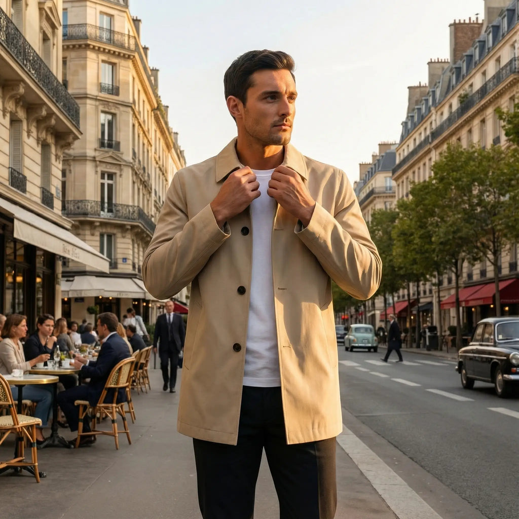 Trench coat homme mi-long