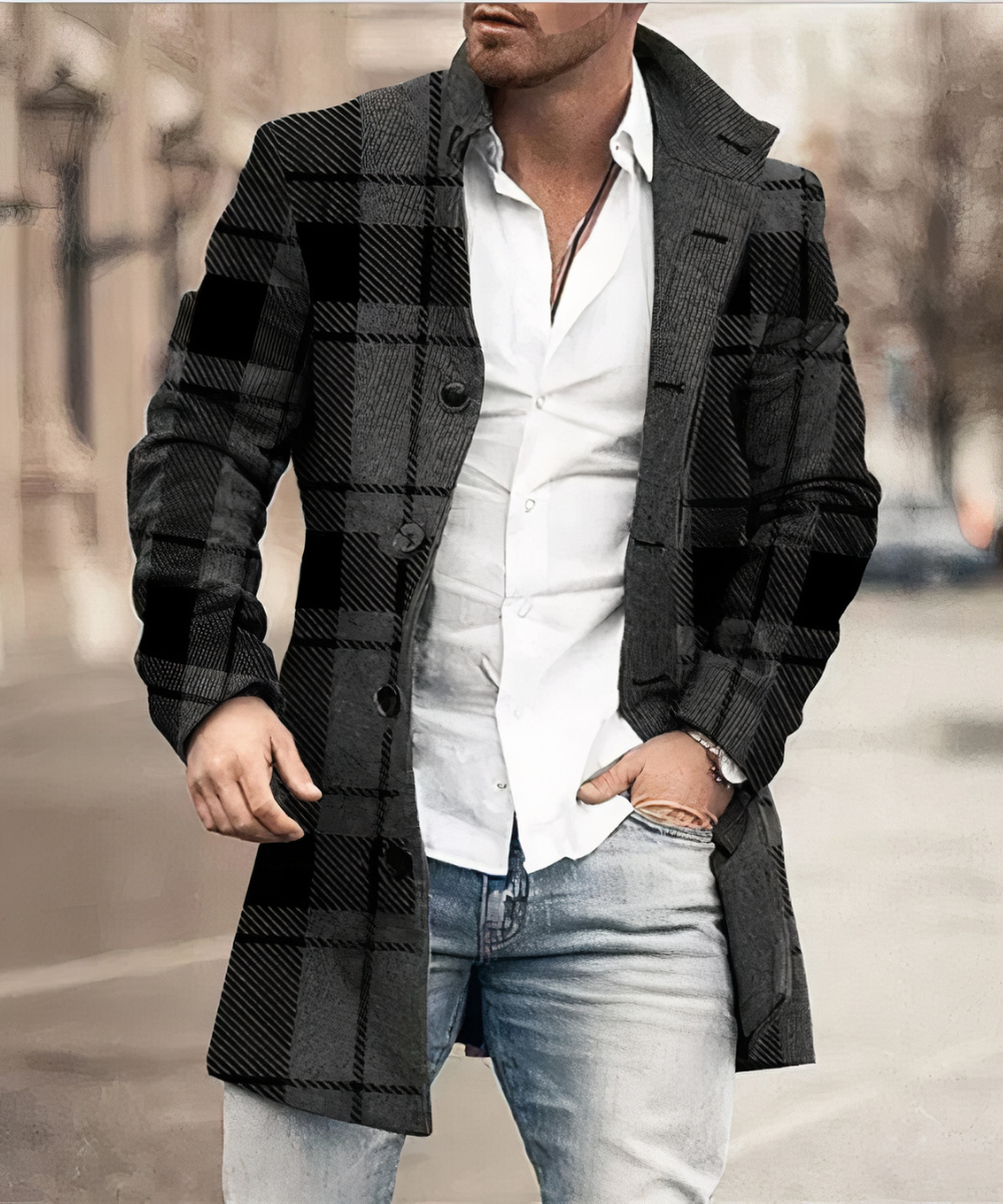 Trench col montant boutonné pour homme