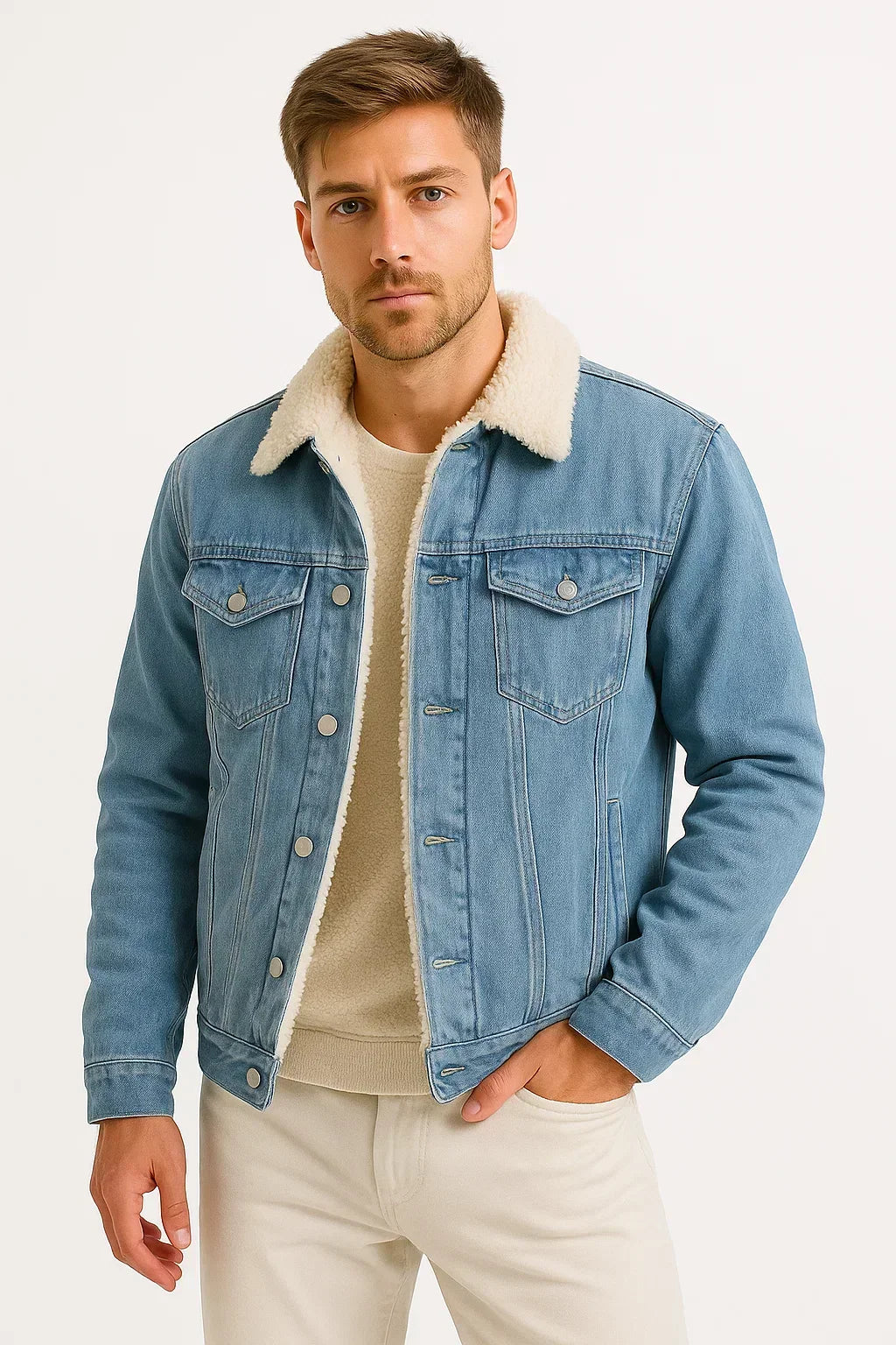 Veste en jean doublée pour homme