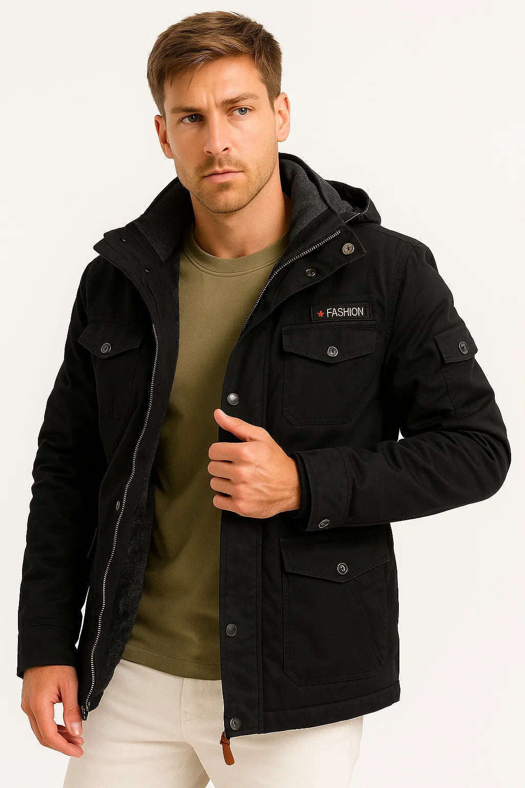 Veste polaire à capuche pour homme