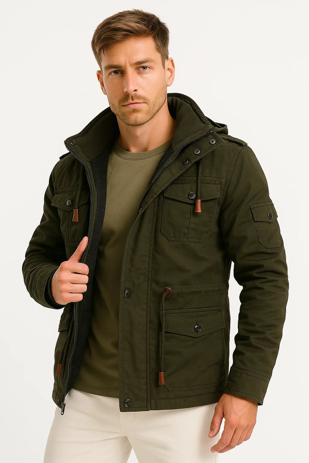 Veste polaire à capuche pour homme