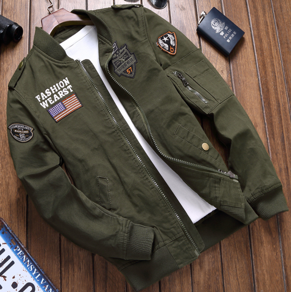 Veste style militaire écussons pour homme