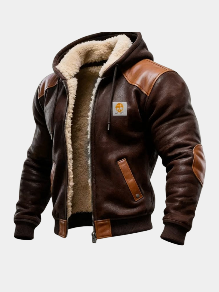 Veste vintage en daim avec capuche