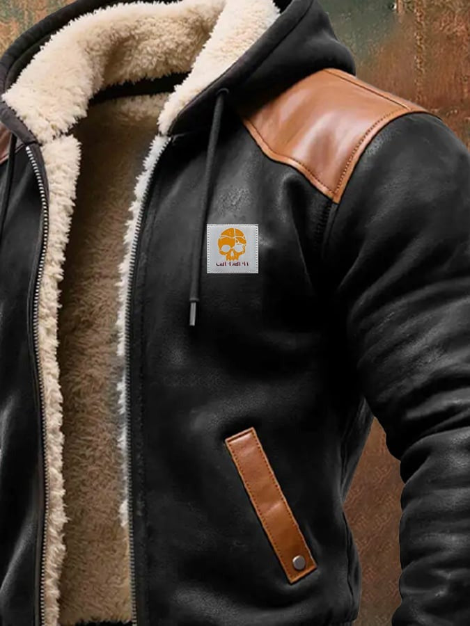 Veste vintage en daim avec capuche