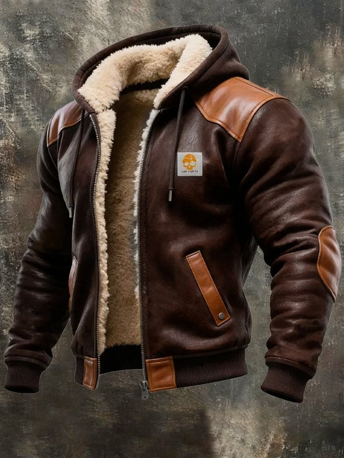 Veste vintage en daim avec capuche