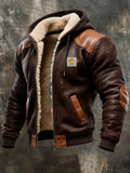 Veste vintage en daim avec capuche