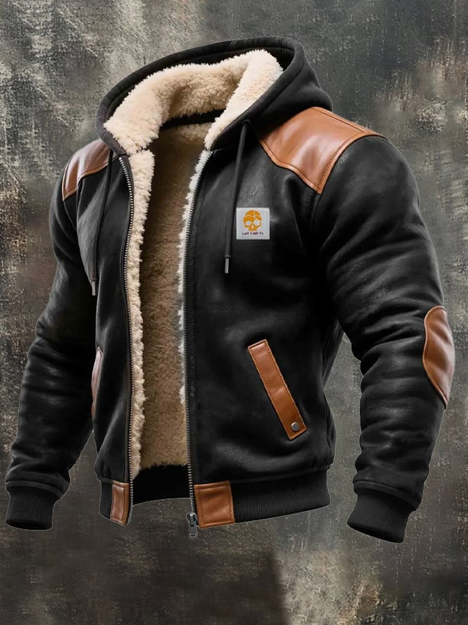 Veste vintage en daim avec capuche